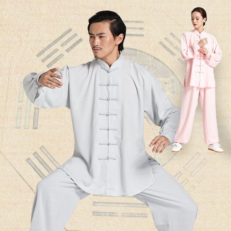 新款太极服女亚麻秋季表演服 中老年练功服武术太极拳服装批发