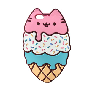 时尚可爱猫咪冰淇淋蛋筒雪糕柔软手感硅胶防摔iphone8手机壳
