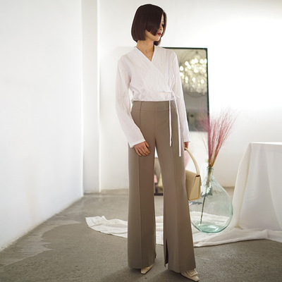 原创设计师女装iliad春装新款复古系带纯色禁欲系性冷淡风衬衫