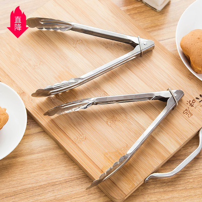430加厚不锈钢食品夹面包夹厨房面包牛排烤肉馒头蛋糕夹加长夹子