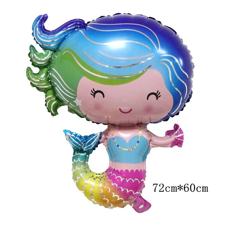 New Large Q Version Mermaid Princess Shape Aluminum Balloon Birthday Party Decoration Cartoon Balloon Wholesale