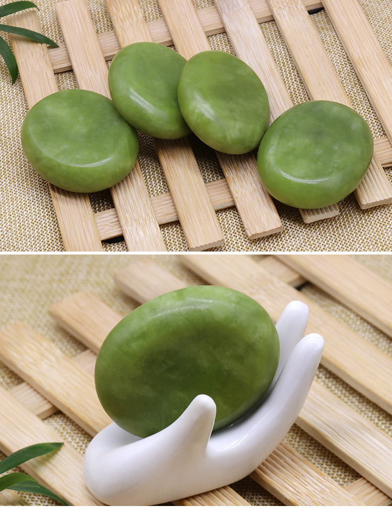 橄榄玉8*8 spa 6*8能量石天然按摩玉石火山能量石釉玉庐山玉绿玉