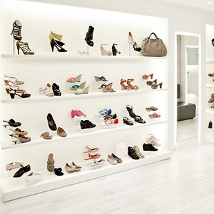 热卖高档鞋店展示架上墙 商场女鞋专卖店货架白色烤漆圆形流水台