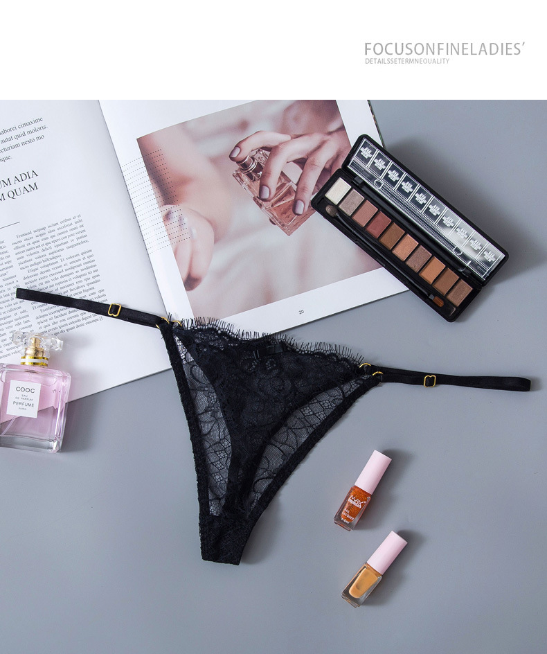 厂家批发性感蕾丝花边桑蚕丝真丝丁字裤女士低腰t裤调节扣内裤女