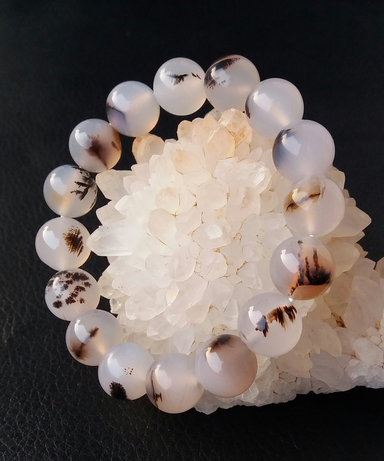 批发天然海洋玛瑙手链海洋玉髓手链草花玛瑙单圈情侣手串
