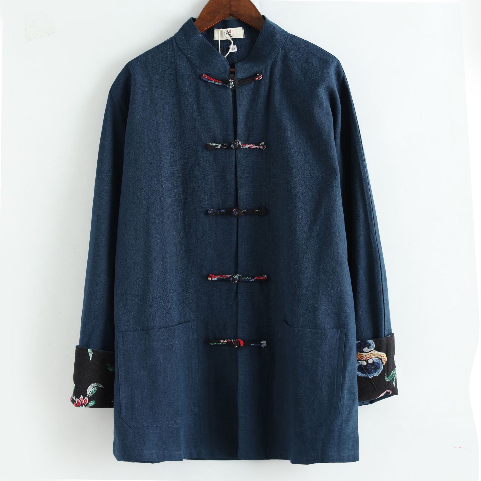 春季新款锦鸡对襟衣 苎麻女上衣中国文艺风宽松版上衣创意款