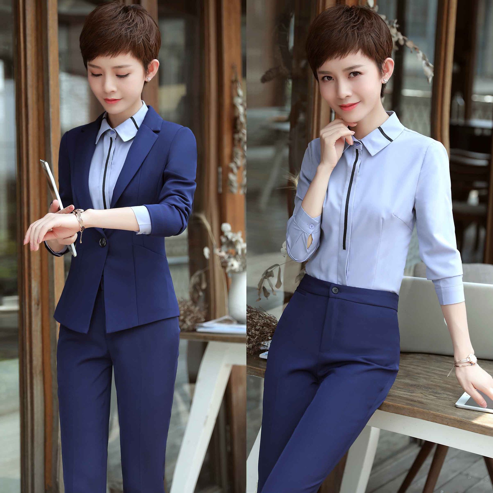 酒店大堂经理工作服装女春秋季长袖西装套装气质ol职业装端庄大气