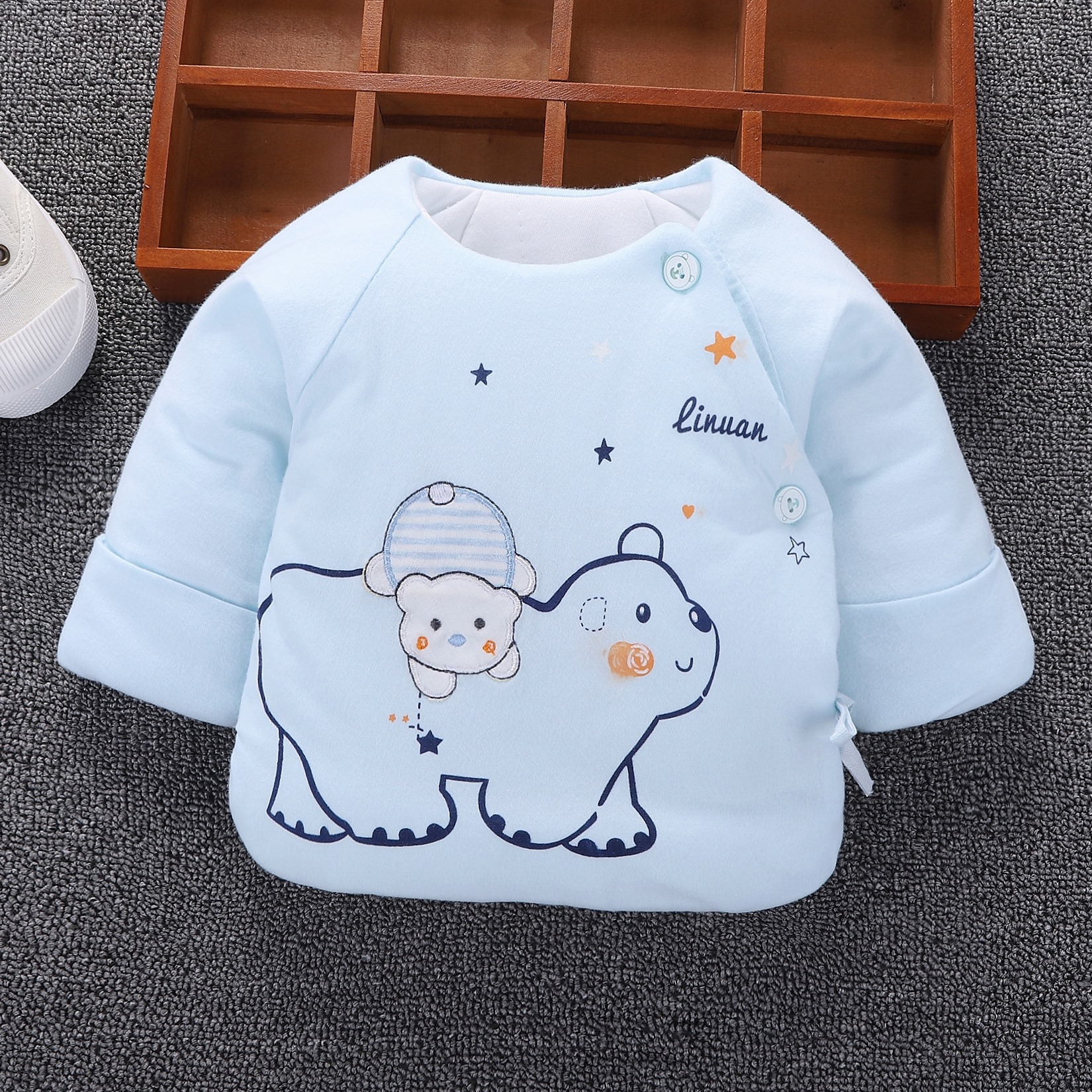 新生儿半背衣上衣秋冬款棉衣服宝宝内衣婴儿长袖半背衣厂家批发