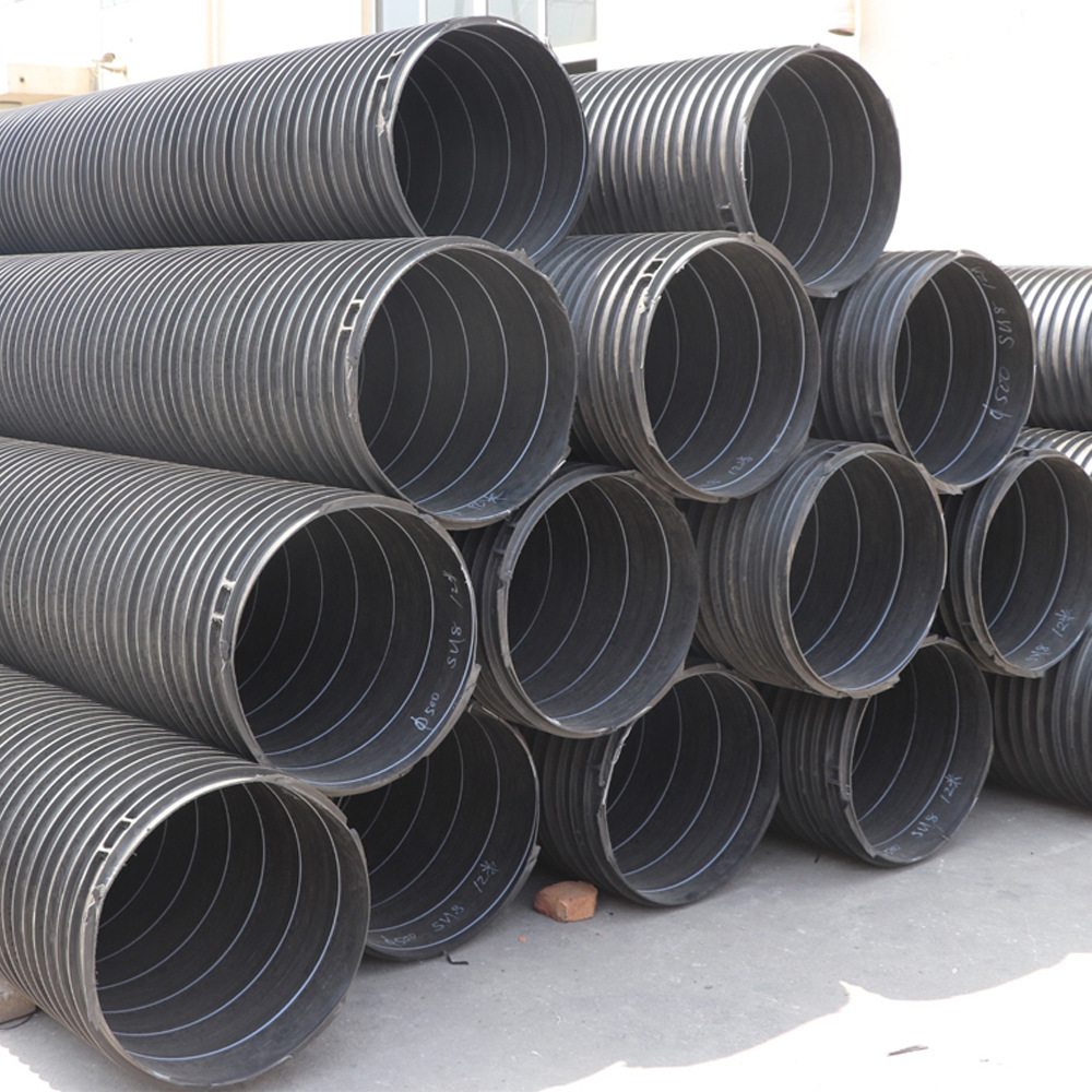 厂家天津供应 sn8 多规格 地埋钢带排污管 hdpe塑钢缠绕排水管