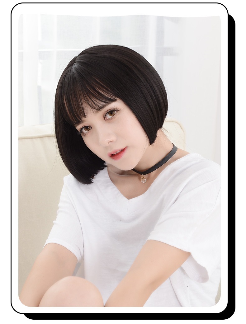 假发女短发bobo头 韩国空气刘海假发头套 短直发内扣自然蓬松修脸