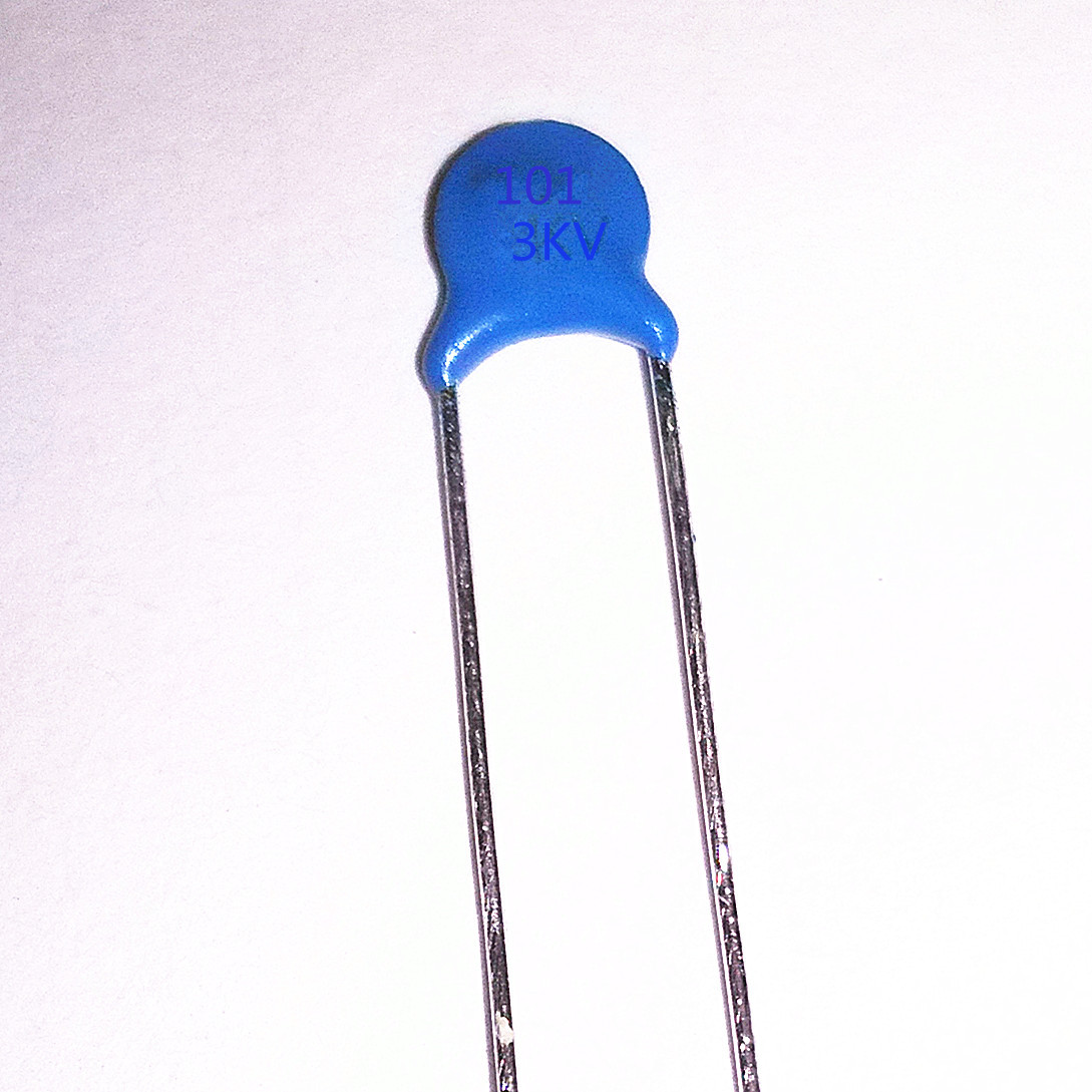 zonkas陶瓷瓷片电容器101k 3kv y5p p=5 l=25 蓝色