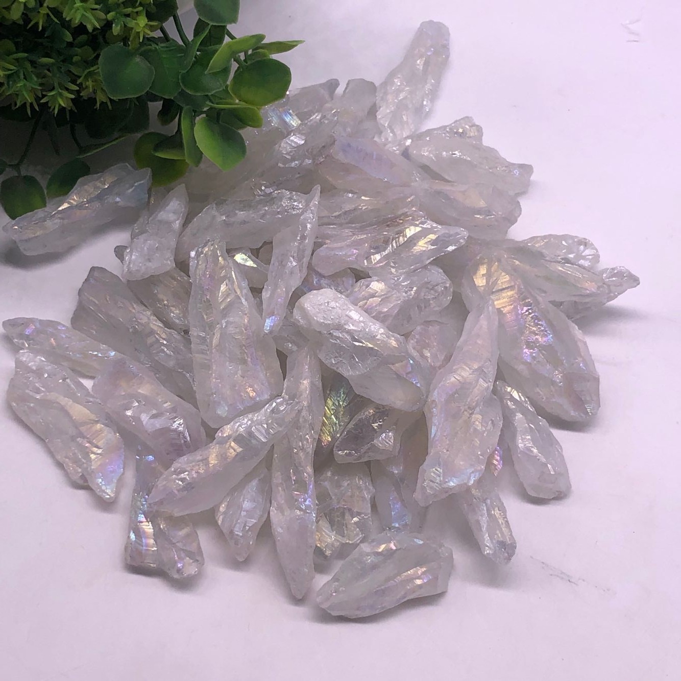 电镀天然白水晶柱水晶簇 紫蓝粉绿多色镀彩水晶柱晶摆件大量批发