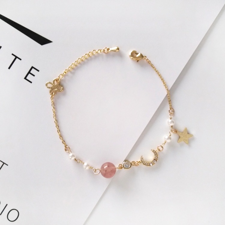 友宝源唯美可爱公主星星月亮手链 百搭金属质地手饰甜美配饰b1200