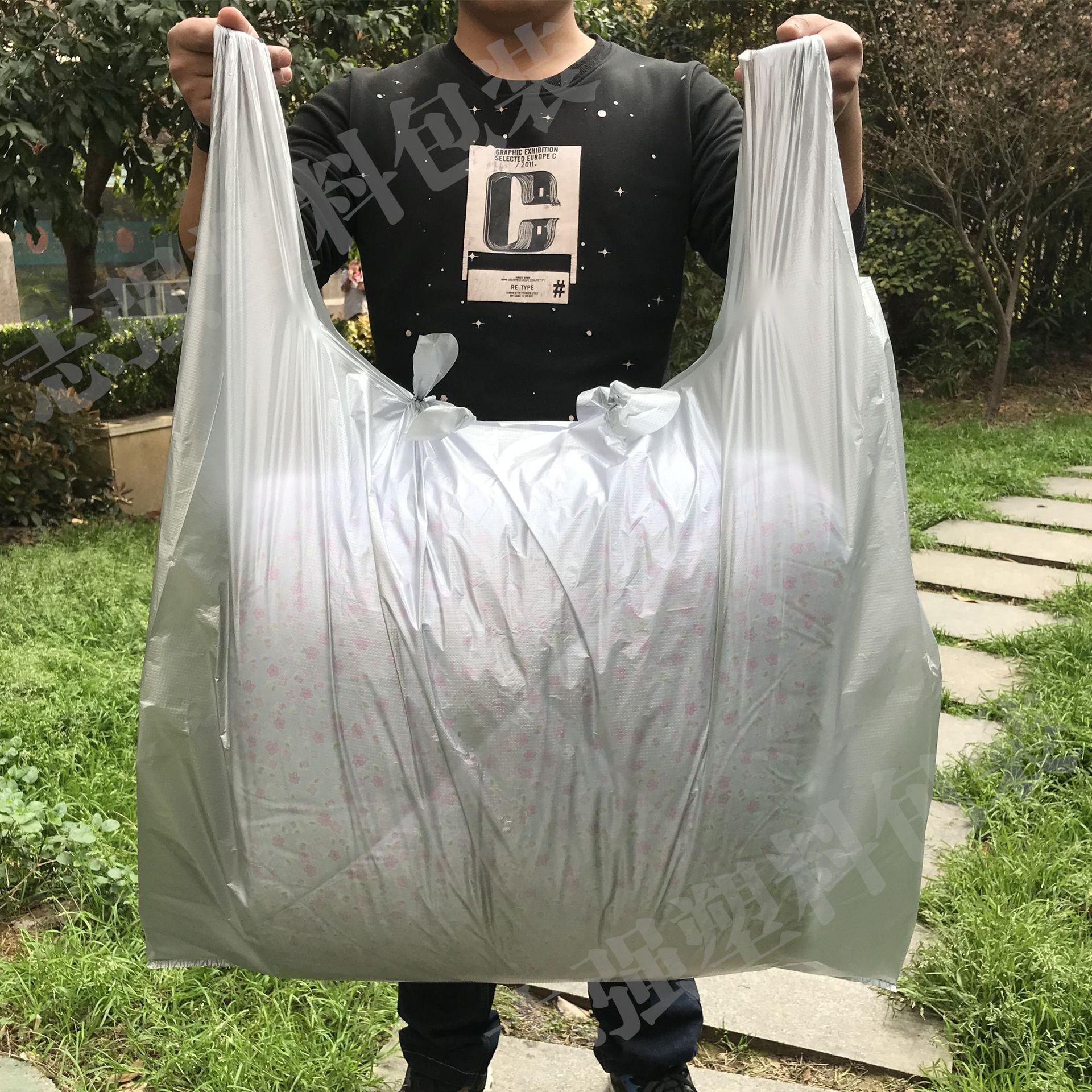 大号塑料袋子服装打包袋现货批发加厚黑色胶袋手提特大垃圾背心袋