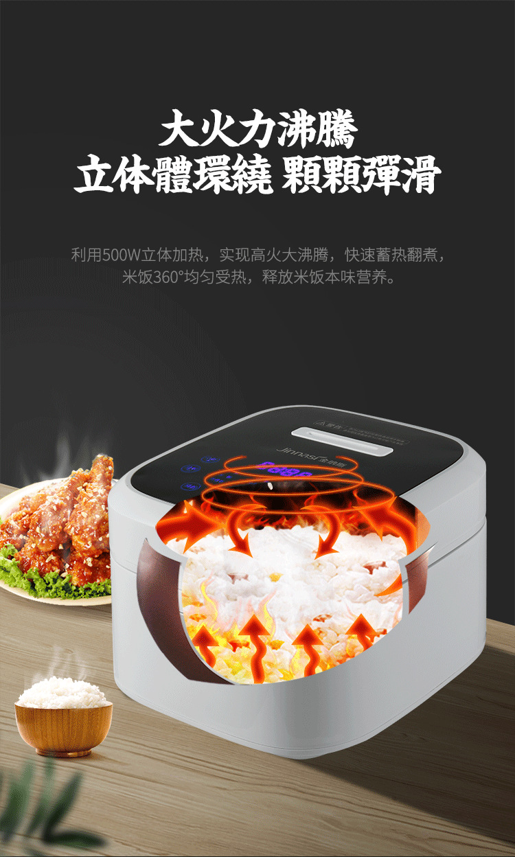 金纳斯 3l电饭煲 家用智能迷你电饭煲小型1-2-3人 全触摸新款