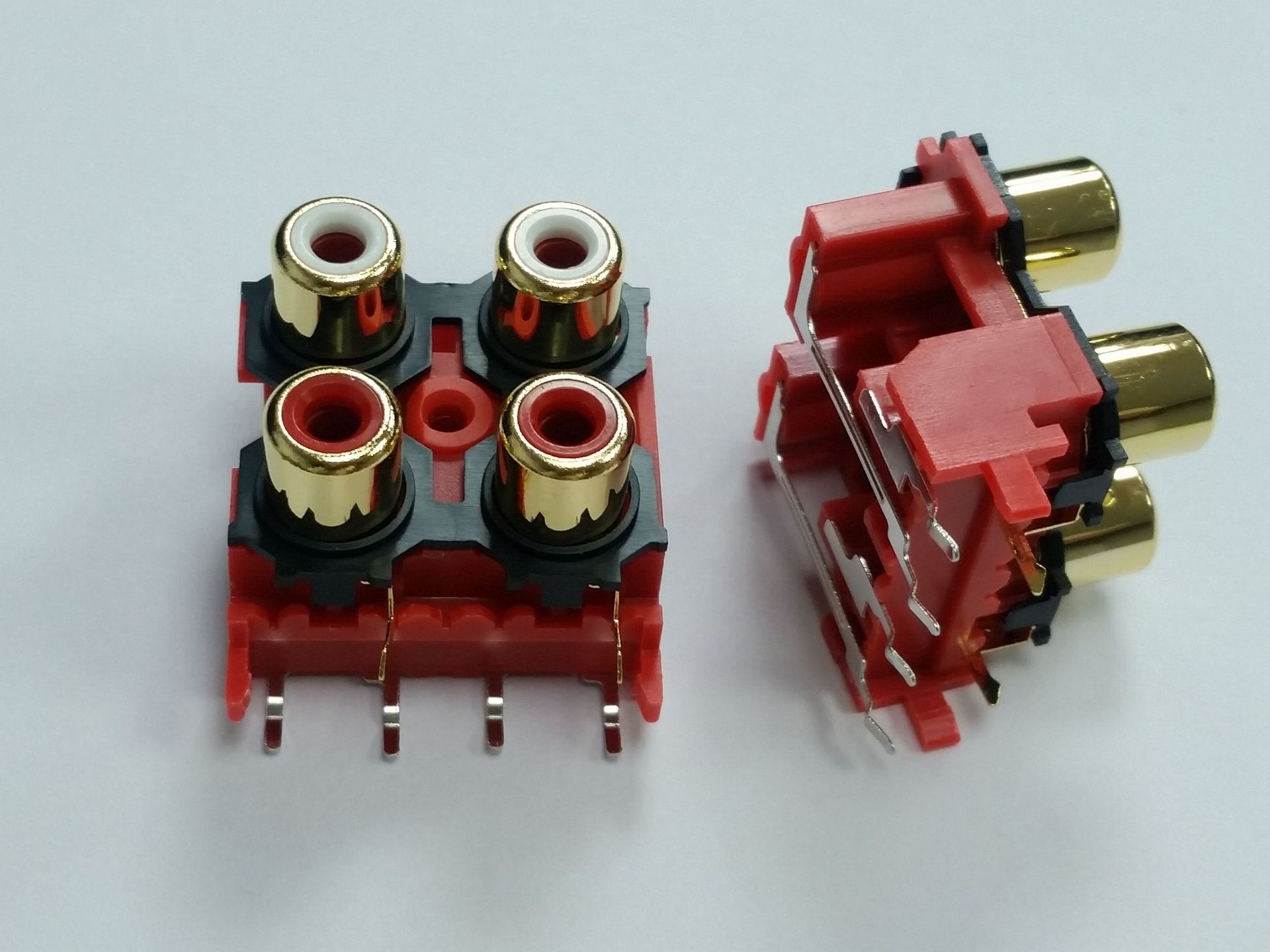 供应莲花座4孔av同芯插座av4-8.4-13白红镀金