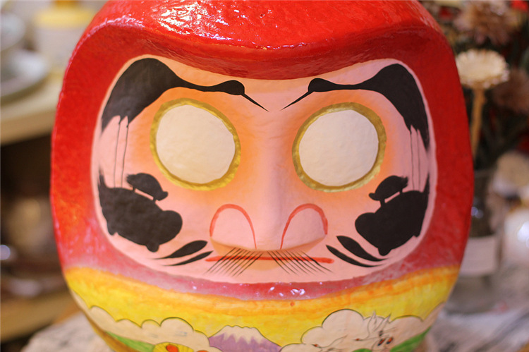 乐喵 日本达摩纸浆必胜达摩摆件鹤眉龟须大号许愿点睛达摩工艺品