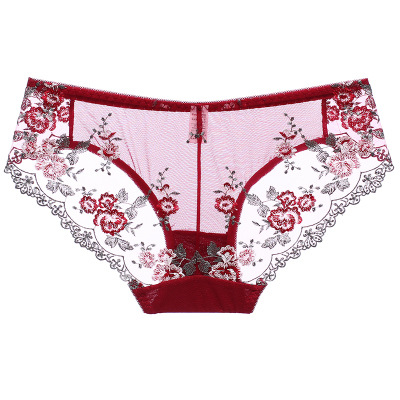 雕婵刺绣蕾丝少女纯棉裆网纱性感内裤女内裤女士厂家批发