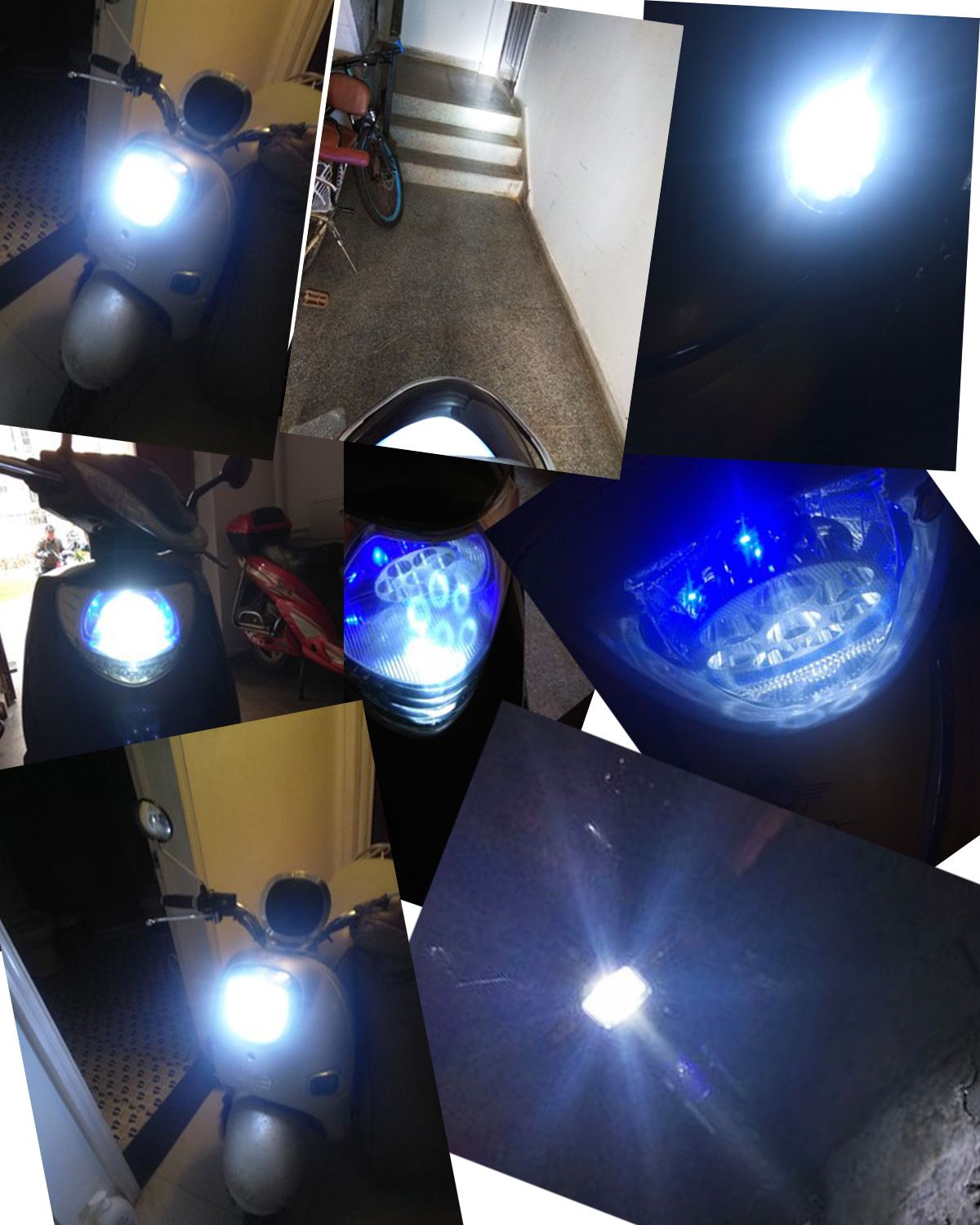 电动车摩托车前大灯改装强光内置远近超亮led灯泡12v三爪h4双爪