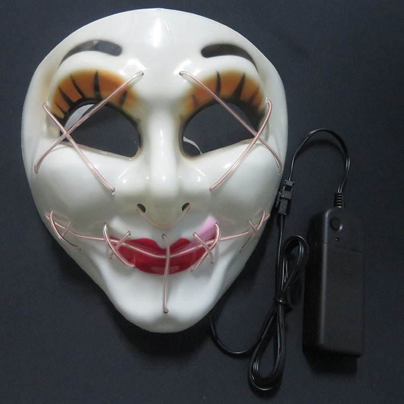 一件代发妩媚恐怖复活节led el 冷光线mask 发光面具面罩万圣节