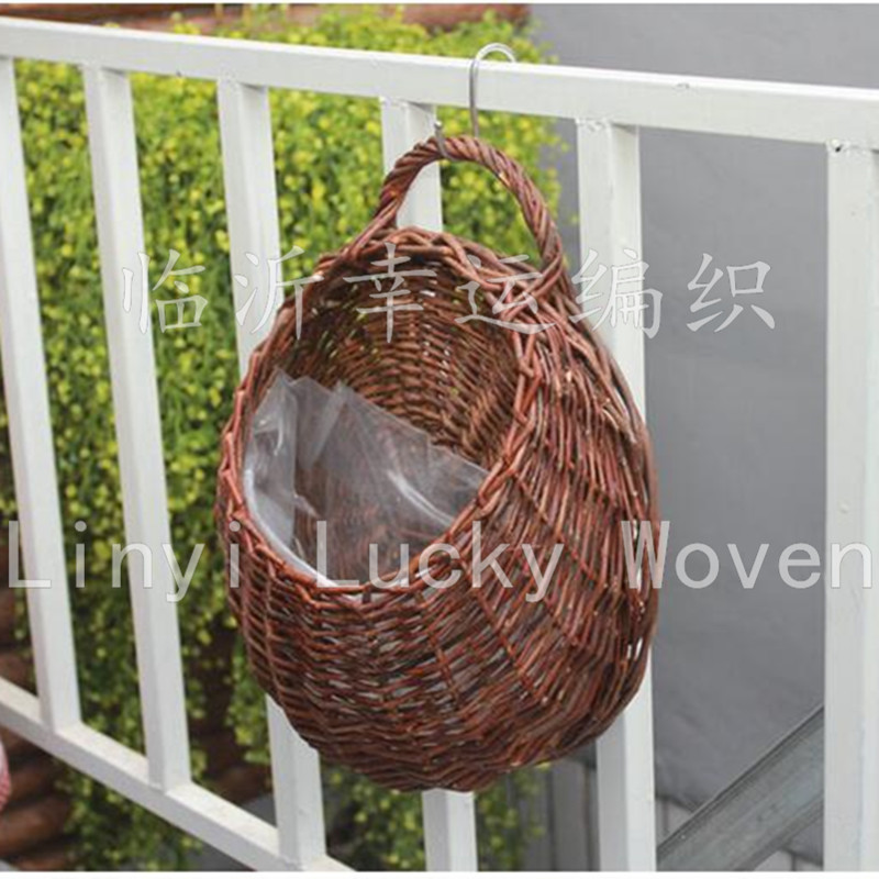 Factory Wholesale Wicker Creative Home Wall-Mounted Basket Succulent Plant Flower Basket Non-Rattan Hanging Garden Basket