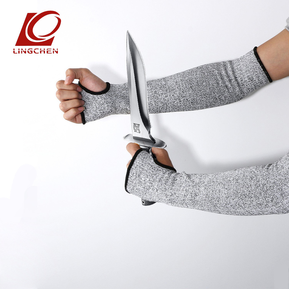 厂家批发hppe5级防割护臂 舒适加宽防切割护袖 带拇指孔护臂护腕