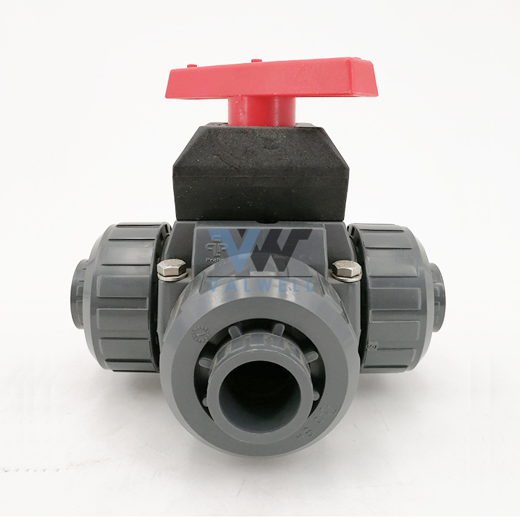 【厂家供应】手动pvc三通球阀 塑料三通球阀 三通防腐球阀