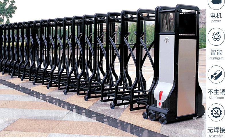 加工制作不锈钢伸缩门 小区社区遥控智能伸缩门 幼儿园学校伸缩门