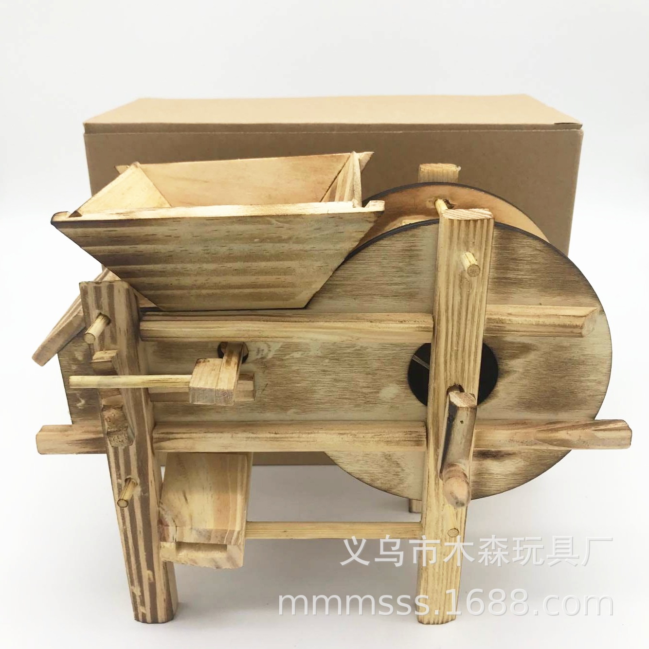 木质复古仿真 谷风车微型农具精品家具模型工艺品摆件木森玩具厂