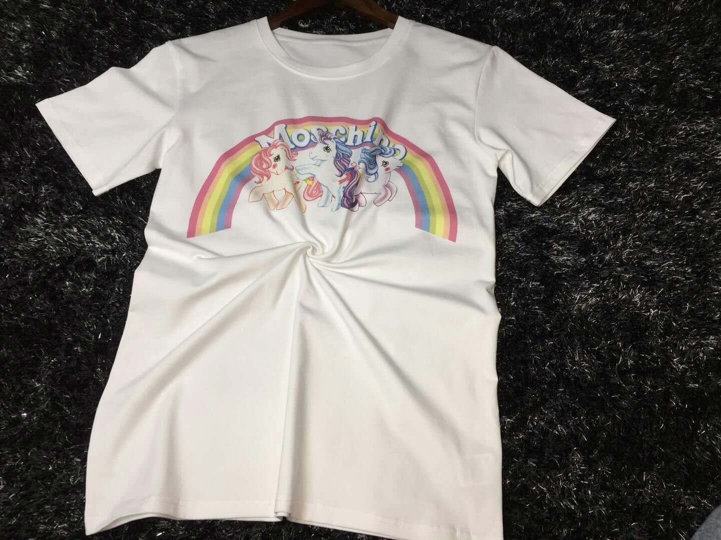 新品18年早春款直喷印花彩虹小马宝莉独角兽个性t恤