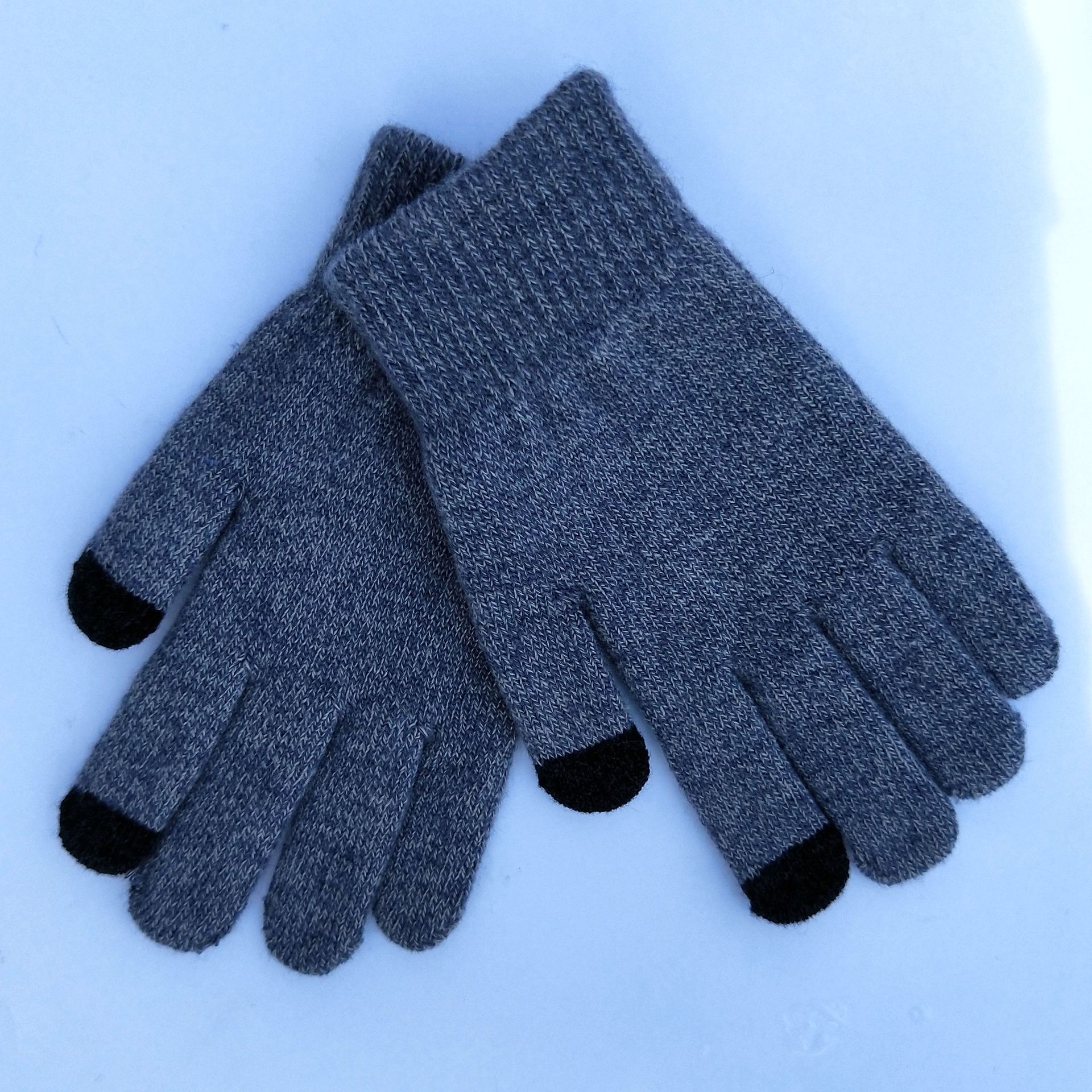 触屏手套 针织 厂家批发ab晴纶触屏加绒加厚 防滑颗粒可定制logo