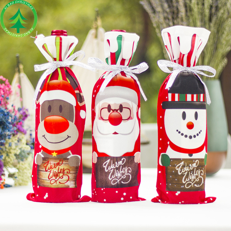 Xibao Christmas Decoration Creative Christmas Red Wine Bag Bottle Cover Christmas Red Wine Gift Bag Wholesale