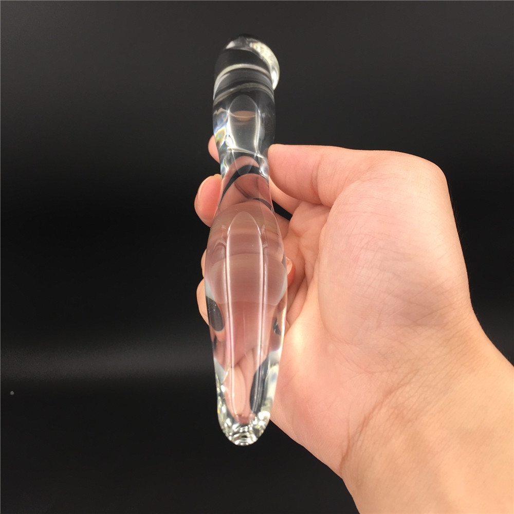 zcz圆润光滑水晶阳具女用按摩棒后庭玻璃自慰器一见倾心情趣用品