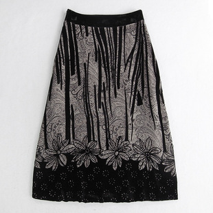 外贸出口 复古风姿 显瘦西装裙丝绒半身裙 烂花绒一步裙