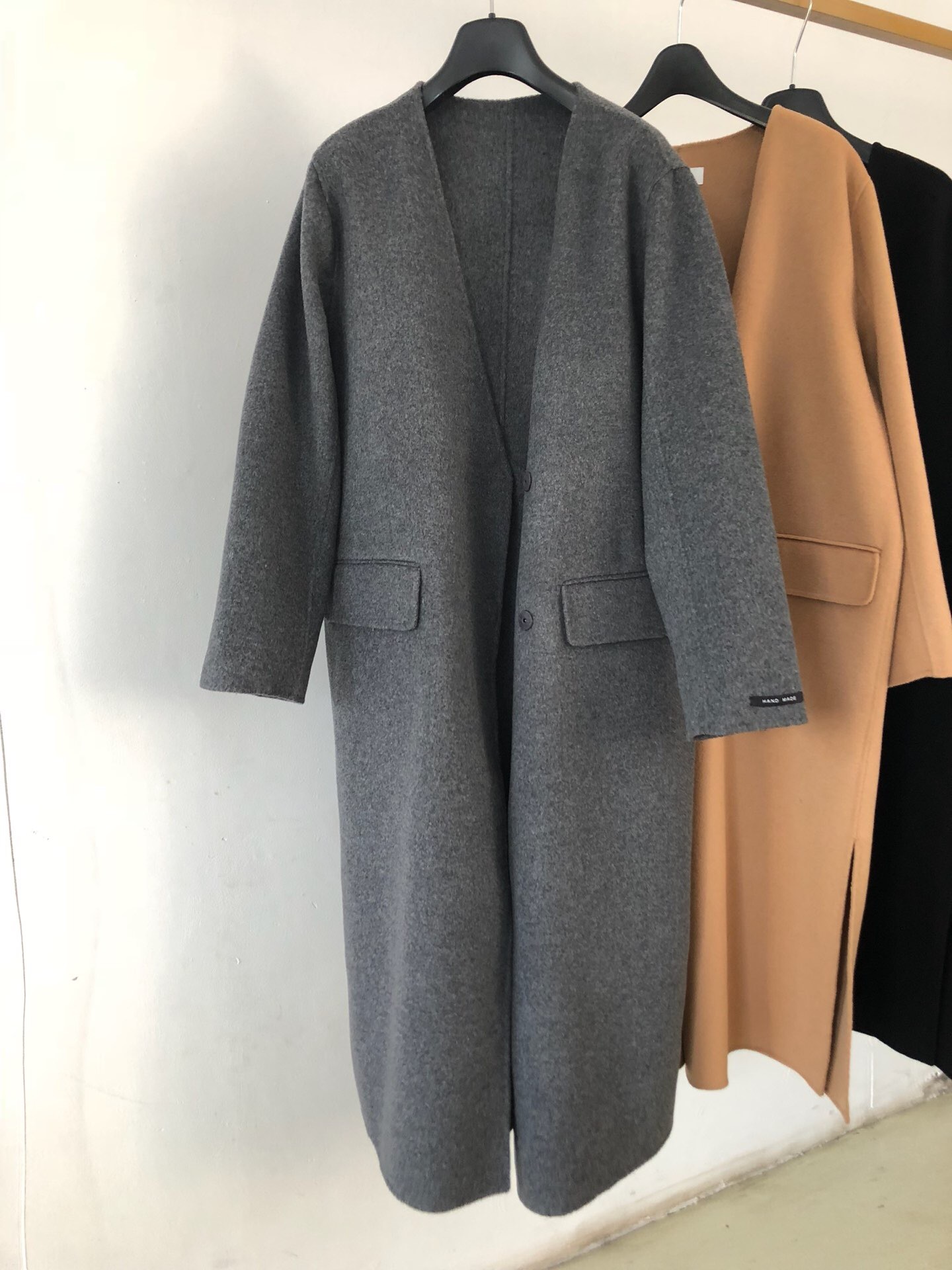 韩国客供面料 纯原单100%羊毛羊绒外套双面呢大衣女宽松 羊绒大衣