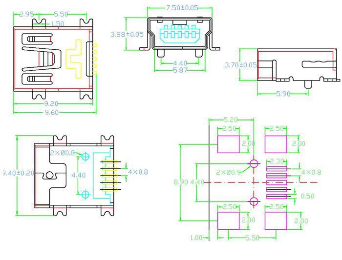 迷你超薄usb接口5pin-贴片式超薄usb母座5脚-贴片式usb插座5脚
