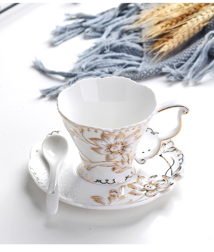 跨境专供骨瓷咖啡杯碟欧式下午茶杯碟套装陶瓷杯具花茶茶杯礼品装