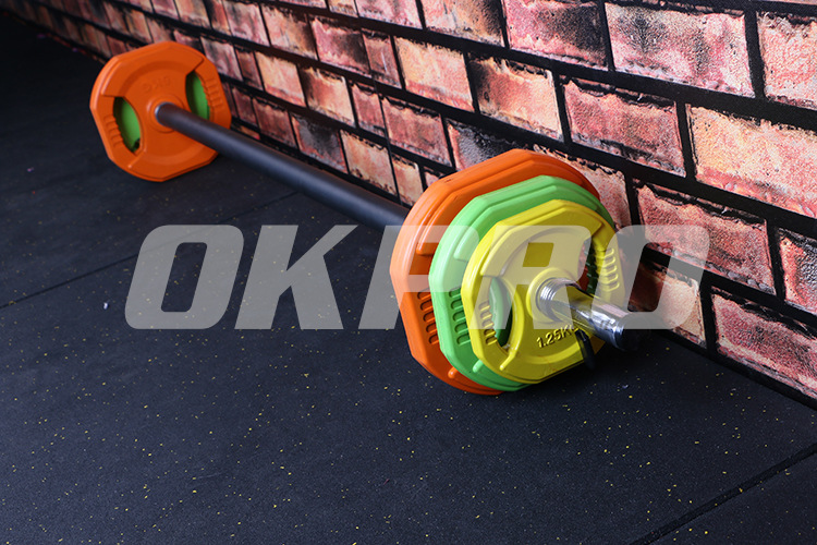 商用家用私教杠铃套装杠铃手抓彩色杠铃片杠铃跳操杠铃健身房杠铃