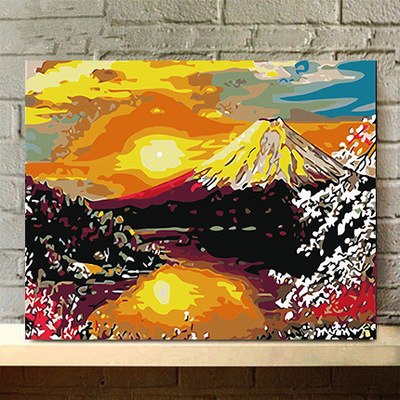 diy数字油画家居装饰画速卖通亚马逊外贸单【jy024富士山效】