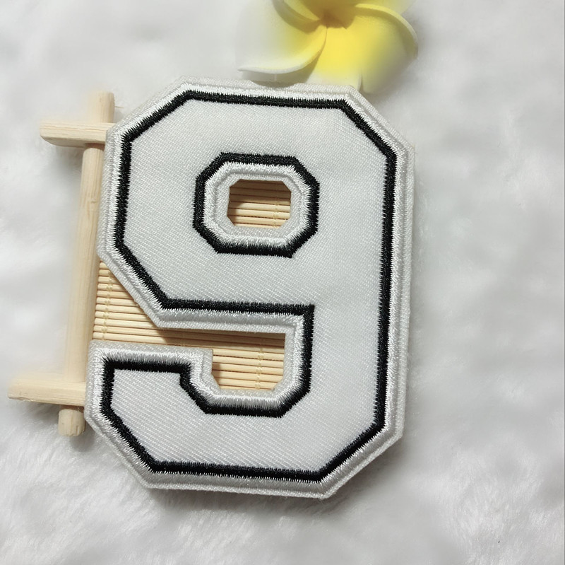白色数字编号组合刺绣布贴 比赛球衣衣服辅料补丁贴diy棒球帽子贴