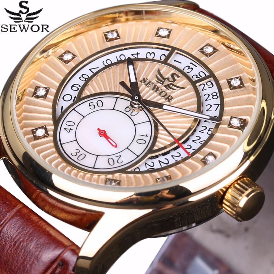 sewor思沃奇男士全自动机械表钻创意表盘日历三针半外贸机械手表