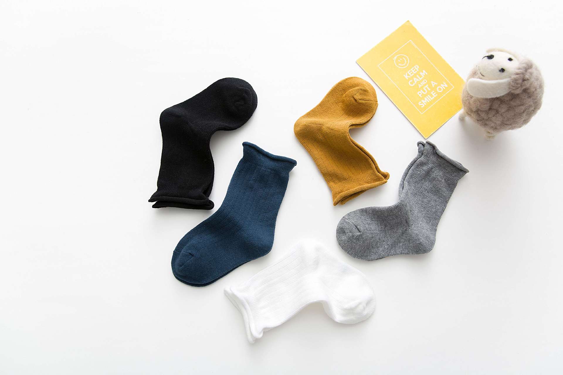 儿童袜子秋冬季新款2018宝宝纯棉袜松口卷边短袜松口袜子韩版批发