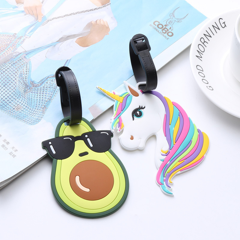 Cartoon Soft Rubber Tag PVC Luggage Tag Rubber Silicone Card Set Factory Wholesale