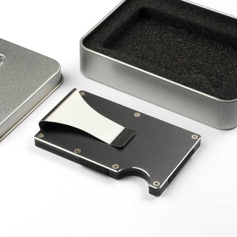 多功能金属钱夹 男士超薄银行卡夹  创意不锈钢 铝制卡包 碳纤维