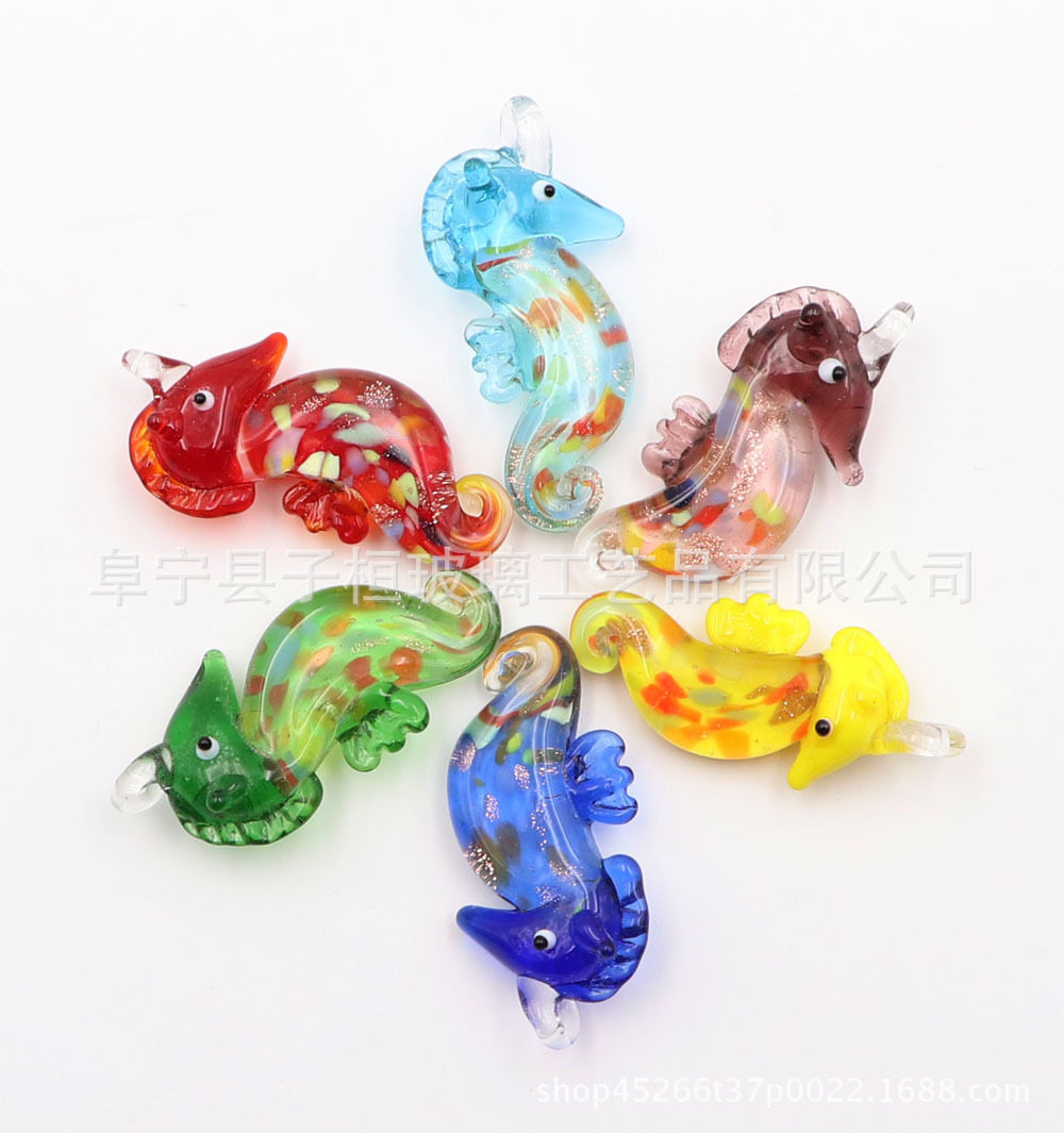 海马玻璃工艺品琉璃饰品吊坠仿生海洋动物挂件鱼缸水族箱悬浮挂饰