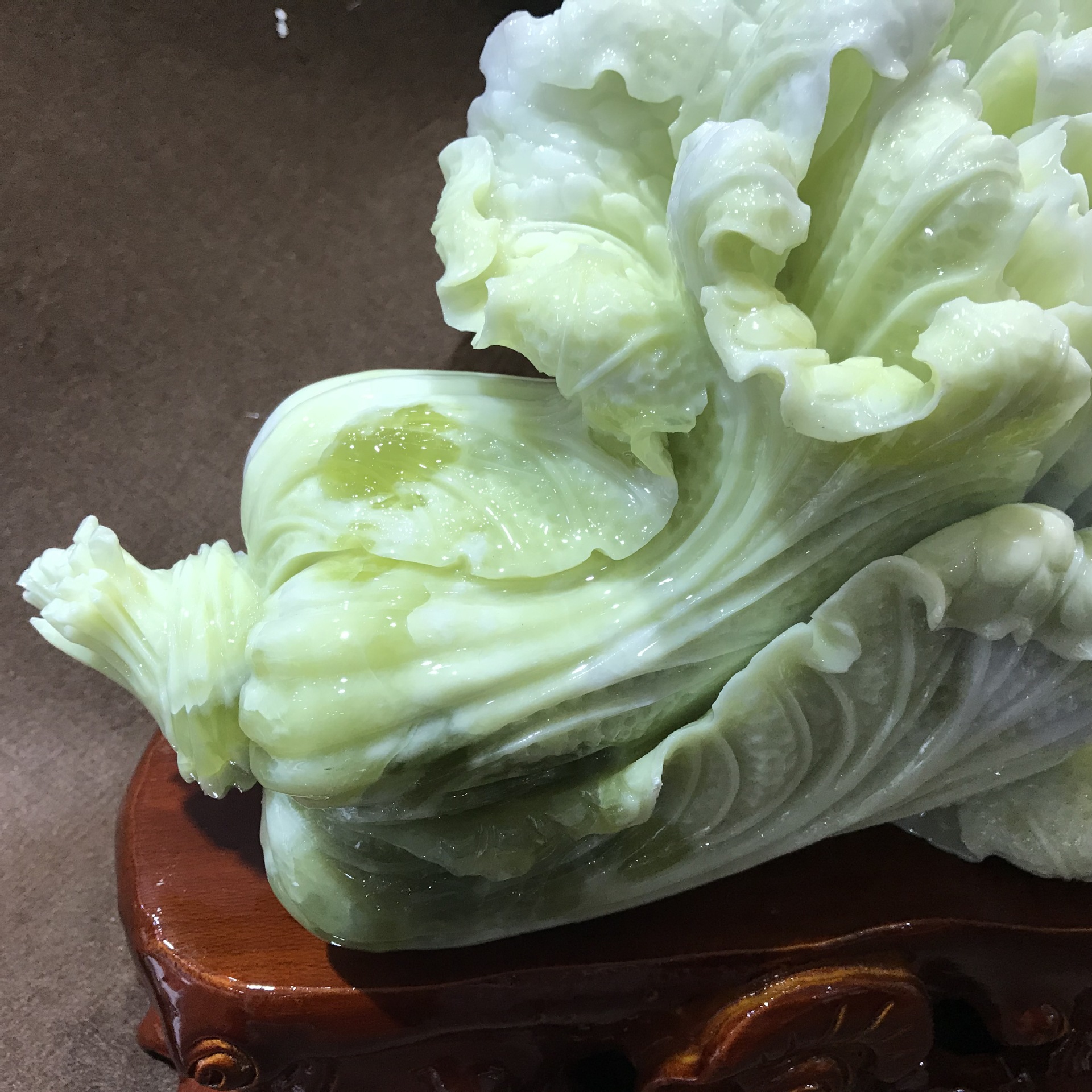岫玉玉雕开心白菜摆件 家居装饰工艺品摆设 手工雕刻岫玉礼品