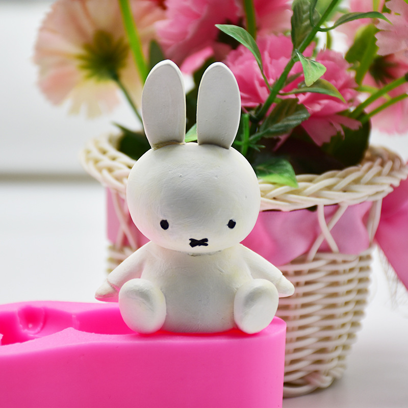 diy烘焙 米菲兔 车载香薰石膏i配饰 蛋糕装饰翻糖粘土硅胶模具