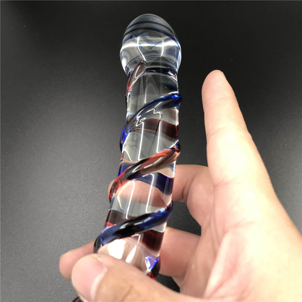 zcz彩棒水晶玻璃阳具男女双用成人用品冰火棒自慰器具后庭肛门塞