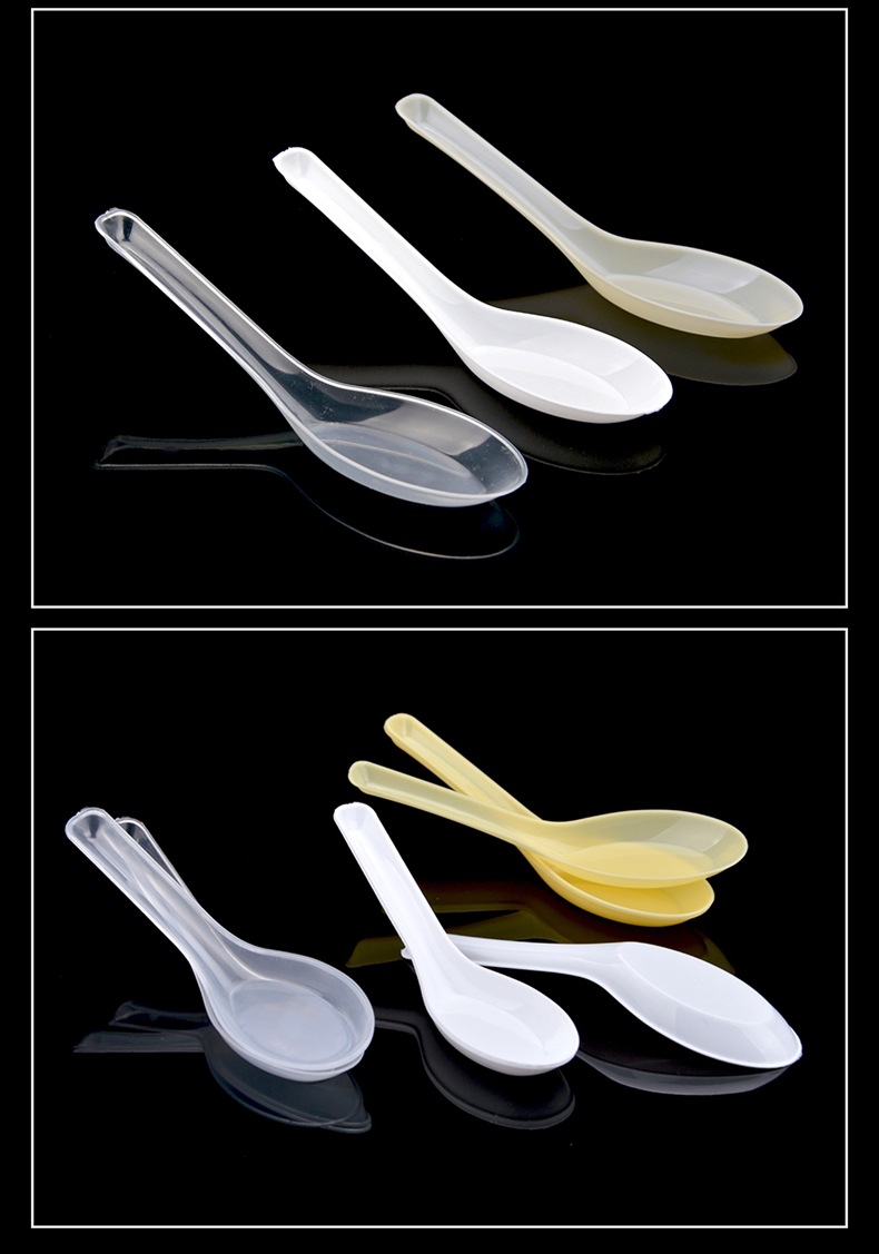 腾越一次性塑料勺子 pp/ps汤勺调羹 外卖饭勺水晶勺甜品勺100/件