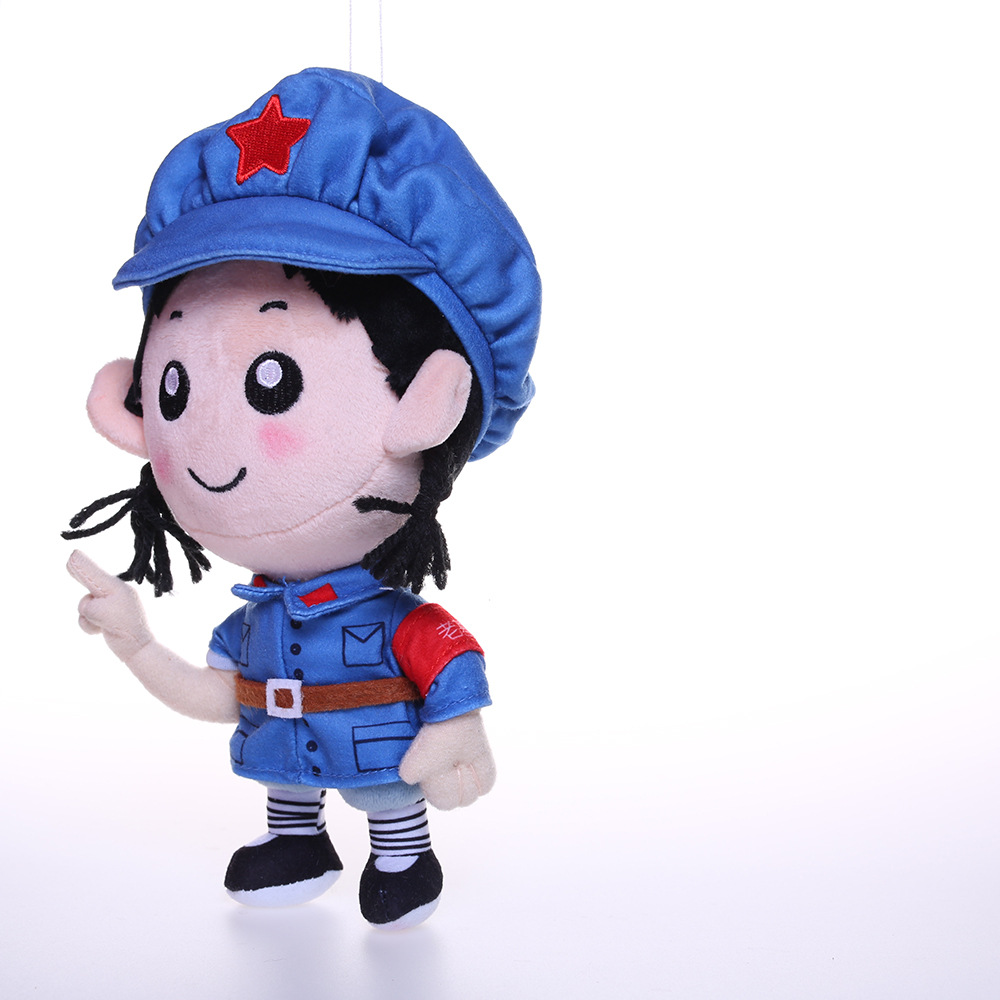 可爱小红军娃娃玩具小女孩公仔玩具小孩毛绒玩具个性影视造型玩具